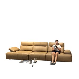 Nordic Modern Italian Style Down Filled Dark Gray Leather <b>Sofa</b> Master Design <b>For</b> Medium And Small Home - Product Image 5