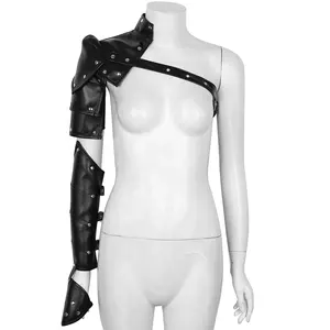 PU ayarlanabilir perçinler omuz zırh kadın erkek gotik Steampunk stil omuz kol askısı ile Cosplay kostüm aksesuarı