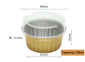ภาชนะอลูมิเนียมฟอยล์กลมแบบใช้แล้วทิ้ง125มล. ถาดทำเค้กพร้อมฝาปิดชุดอบจานและกระทะสำหรับอบ - Product Image 3
