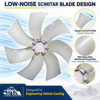 Lame de ventilateur axial à faible bruit pour bulldozer, chargeuse et niveleuse, 7 pales PAG en fibre de verre renforcée, à angle réglable, pour véhicule d'ingénierie