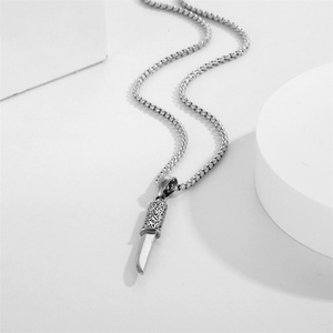 Hip Hop Vintage Stainless Steel Custom Knife Dagger Charm Pendant <b>Necklace</b> with Link Chain <b>for</b> <b>Men's</b> Party Wedding Anniversary - Product Image 4