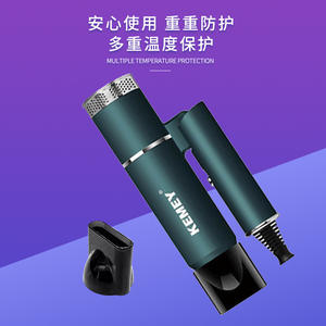 Secador de Pelo Plegable Kemey KM-9825 con Motor AC, Color Verde Ágata, Múltiples Temperaturas y Protección, para Uso en Salón y Hogar - Product Image 1