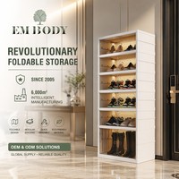 Caja de Zapatos Apilable, Plegable, Armario Integrado para Zapatos, Contenedor Transparente con Puertas, Estante para Zapatos de Fácil Montaje para Botas y Armario