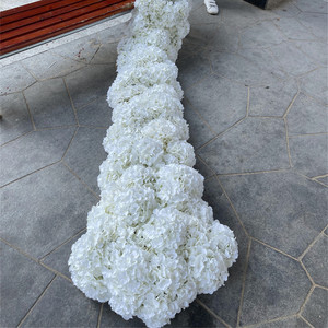 IFG venta al por mayor de flores blancas y algunas hojas de seda artificial hortensias corredor mesa de boda - Product Image 1