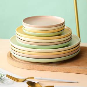 Assiettes à dîner en céramique de Style Simple, vente en gros, couleur émaillée, ronde, chargeur, ensemble de vaisselle, crème verte, <span class=keywords><strong>Taupe</strong></span> - Product Image 4
