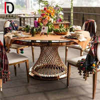 Table de banquet en verre pour mariage avec base en acier inoxydable doré pour événements