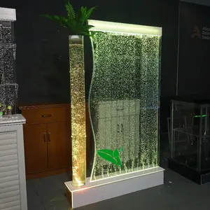 Acuario oceánico para decoración interior, luz led de agua, burbuja acrílica, pared