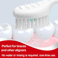 Brosse à dents angulaire miniature 4-en-1 multifonctionnelle avec manche ergonomique et éponge de nettoyage pour salon de beauté