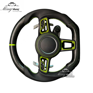 Volante Deportivo Personalizado de Fibra de Carbono Auténtica en Negro y <span class=keywords><strong>Verde</strong></span> para Porsche 911 718 Panamera Cayenne Taycan Boxster Cayman <span class=keywords><strong>Macan</strong></span> - Product Image 2