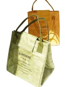Sacos de papel eco amigável, logotipo personalizado, sacos reutilizáveis de compras de papel tyvek