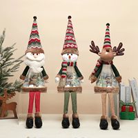 Ensemble de 3 décorations de Noël festives en peluche lumineuse musicale fonctionnelle, Père Noël, bonhomme de neige, cerf, parfait comme table d'appoint ou table de chevet