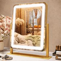 Miroir de maquillage LED haute définition en verre argenté pour table/bureau, idéal pour mariages et anniversaires