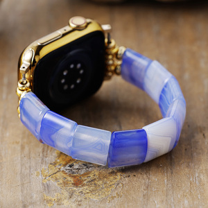 Bracelet de montre élastique en onyx de luxe pour <span class=keywords><strong>Apple</strong></span> <span class=keywords><strong>Watch</strong></span> Series 8-11, boucle ardillon, design respirant, 42mm/46mm - Product Image 5