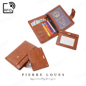 Porta Pasaportes Pierre Loues de Cuero PU con Protección RFID, Estuche Multifuncional para Documentos de 5 Pulgadas, Color Sólido - Product Image 3