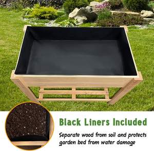 Kit de lit de jardin surélevé en cèdre avec pieds, boîte de jardinière en <span class=keywords><strong>bois</strong></span> surélevée d'extérieur avec rangement pour étagère, plante de fleur végétale - Product Image 6