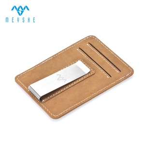 Meyshe fábrica personalizada Crazy Horse cuero genuino RFID bloqueo Delgado antirrobo moda negocios efectivo dinero Clip tarjetero - Product Image 2