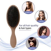 BLISSLIFE Brosse démêlante à coussin d'air en poils de sanglier doux, couleur marron, avec logo et emballage personnalisés pour massage et coiffure