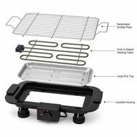 Barbecue électrique portable en acier inoxydable, machine à griller sans fumée pour les fêtes de famille, les grillades en plein air dans la cour, 2000W