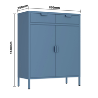 Armoire de rangement moderne en acier avec 5+ tiroirs, gain de place, multifonctionnelle, 2 portes pour bar à domicile