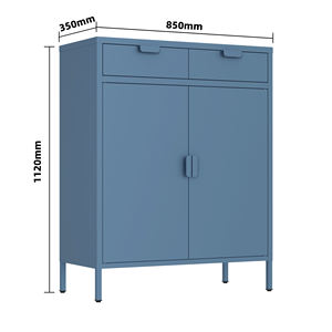 Moderno Armadio in Acciaio con Cassetti, Mobile Multifunzione in Metallo con 2 Ante, Armadietto Salvaspazio per Camera da Letto - Product Image 6