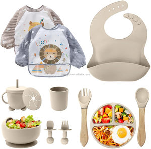 Juego <span class=keywords><strong>de</strong></span> alimentación <span class=keywords><strong>de</strong></span> silicona <span class=keywords><strong>para</strong></span> bebés <span class=keywords><strong>de</strong></span> 12 piezas - 2 baberos, babero con boquilla, vaso antiderrame, recipiente <span class=keywords><strong>para</strong></span> snacks, tazón con ventosa, plato dividido y juego <span class=keywords><strong>de</strong></span> utensilios dobles - Product Image 6