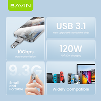 BAVIN OTG65 120W 10Gbps USB 3.1 Aluminium Alloy Kabel Adaptor Konverter USB Female ke Type C Male Otg