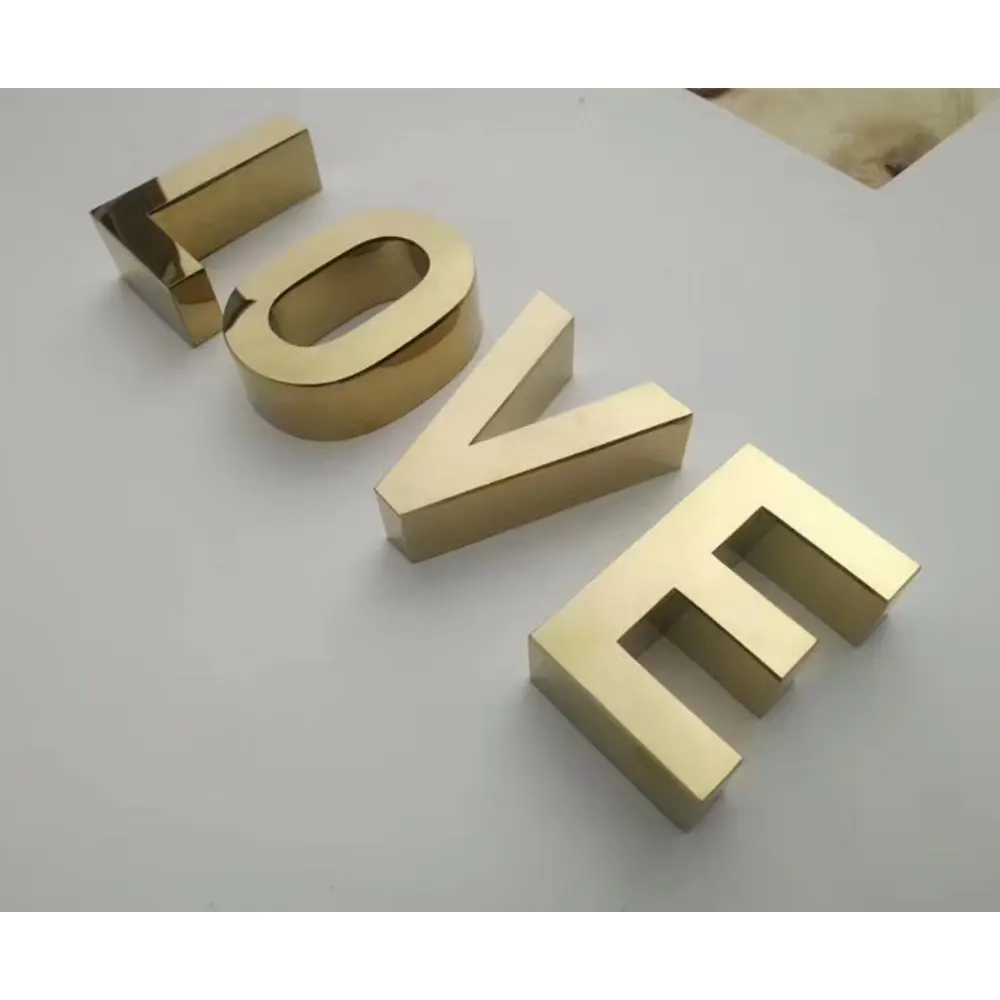 Modern Stick On Wall Stainless Steel Gold Custom Plated Number Metal Letter Logo For Shopping Mall