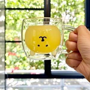 Gobelet à eau isolé à double paroi en verre borosilicate de haute qualité, design moderne, couleur unie, avec poignée, pour adultes, usage domestique - Product Image 2