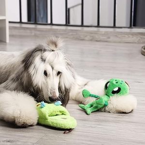 Jouet en peluche couineur pour chien, jouets interactifs pour mâcheurs, jouet en peluche Alien pour chien avec corde, nouveaux jouets durables à mâcher pour animaux de compagnie, fournisseur OEM ODM - Product Image 6