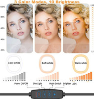 Nouveau Anneau Lumineux Pliable pour Photographie, Selfie, Vidéo Live TikTok, Lumière d'Appoint LED de 12 pouces avec Trépied