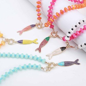 Collana Bohemien Colorata con Perline in Resina e Ciondolo a Cuore Smaltato a Forma di <span class=keywords><strong>Pesce</strong></span>, Gioielli alla Moda da Donna per Vacanze al Mare, Stile Regalo Estivo, Vendita all'Ingrosso - Product Image 6