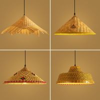 Lampadario in paglia intrecciata, paralume in stile rustico, stile Wabi-Sabi del sud-est asiatico, per homestay, in rattan intrecciato, retrò, in paglia intrecciata.
