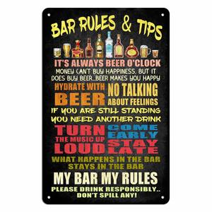 20x30cm Bar Rules Vintage Tin Signs Retro Wall Art Poster 3D Garage Gas <span class=keywords><strong>Station</strong></span> Decorative Tyr Service Custom UV Metal Poster - Product Image 1