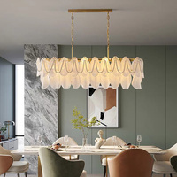 Lampe de restaurant LED réglable en hauteur de style crème français, luminaire suspendu de luxe romantique pour salon, lustre en cuivre perlé