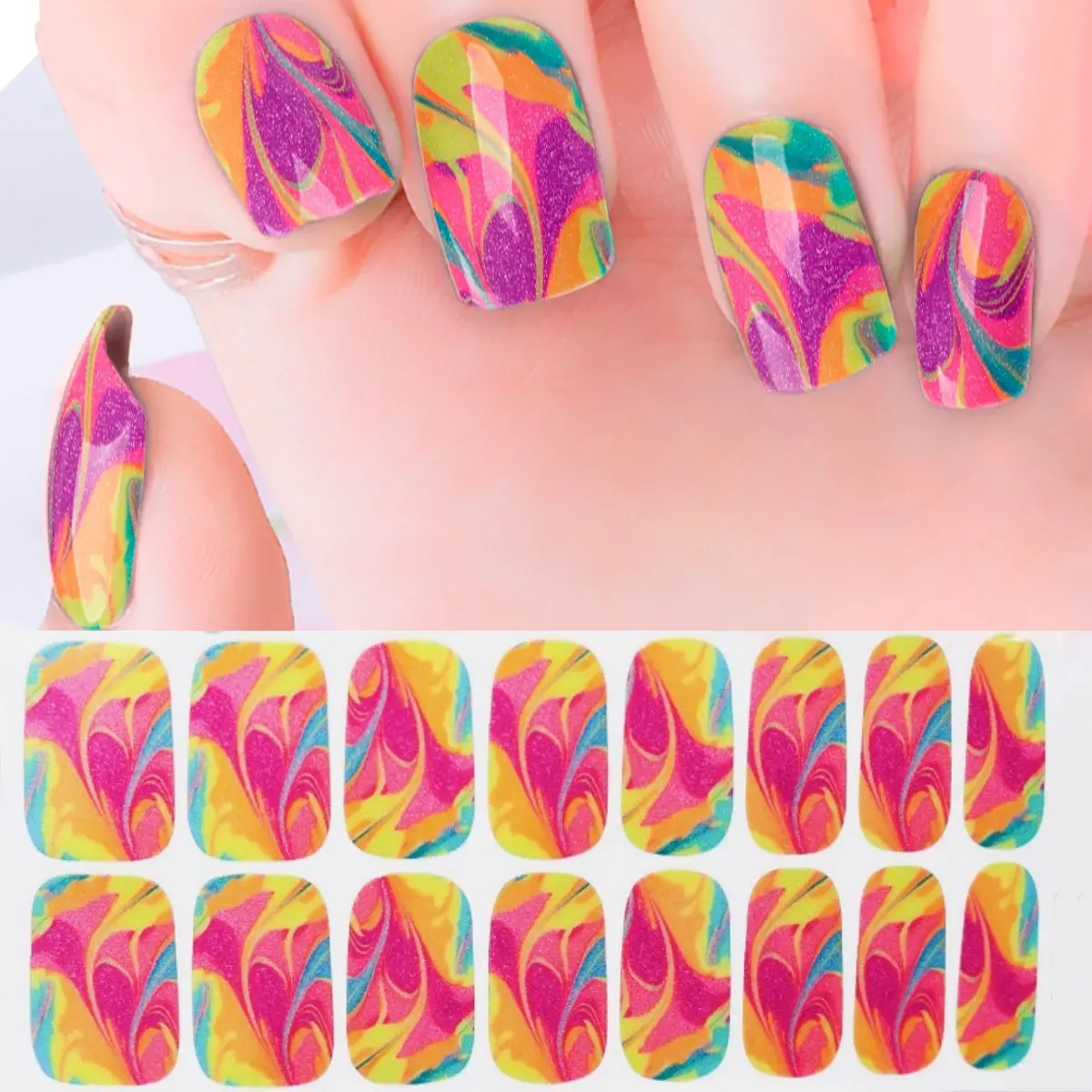 Newest Custom Non -Toxic nail polish stickers 2D Type Popular Nail Wraps Paper Without UV Lamp