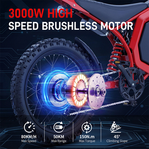 Motocicleta Eléctrica Todoterreno de 60V25Ah y 3000w con Motor sin Escobillas, 80km/h, para Todo Tipo de Terreno, con Batería - Product Image 5