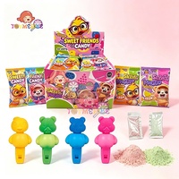 Bonbons durs fruités 2-en-1 avec poudre aigre, ours et canard en plastique, emballage en boîte de bonbons