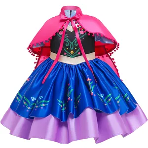 Robe princesse Anna Elsa pour filles, tenue de soirée, de princesse Cosplay, avec Cape Rose, redingote de princesse, D0819, nouvelle collection