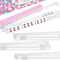Poussoir de tuiles de Mahjong en plastique américain, support transparent, accessoire de poussoir pour 4 joueurs, jeu d'intérieur à domicile