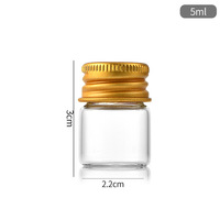 Vente en gros de mini flacons en verre avec bouchon à vis en aluminium doré, petits tubes en verre transparents pour le stockage de pilules, d'épices, de bonbons et d'échantillons