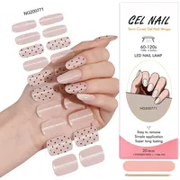 Stiker Kuku Gel Semi Cured 2D Custom Populer dengan Desain Jepang Prancis Musim Gugur, Promo Hot Sale