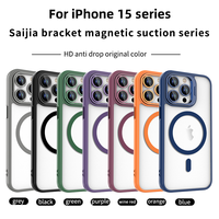 Coque de Téléphone à Bord Multicolore et Magnétique pour iPhone 13 15 Pro Max avec Support, Housse Arrière Transparente