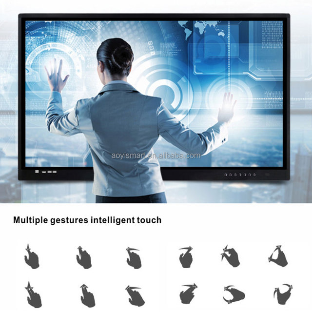 LCD Interactive Whiteboard Flat Panel 40-Point Touch Android Windows Dual System  USB Type-C Interfaces for Teaching Meeting