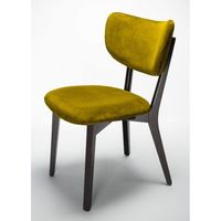 Chaise Moderne en Bois Tufté MOKA Hêtre Teinté MONOBLOCK Cadre Velours SURI Rembourrage en Bois Vert Vif-Matériau PU SRIVA01