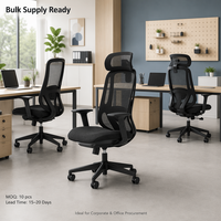 Chaise de bureau ergonomique en maille avec appui-tête, pivotante, certifiée FS-C, livraison rapide