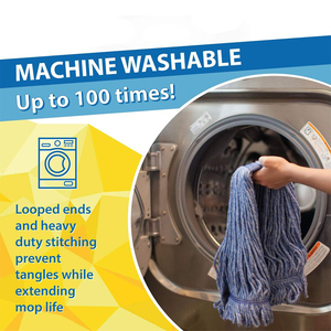 Paspas kafası değiştirme, islak endüstriyel pamuk döngüye son dize temizlik paspası kafa dolum, mavi paspas, evrensel kafa bandı - Product Image 3