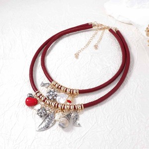 Collier pendentif géométrique poisson perle en alliage rétro tendance 2 pièces - Product Image 4