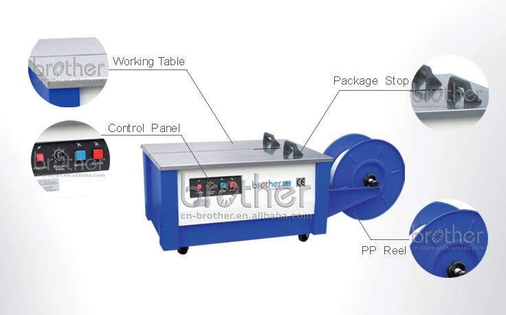 Wenzhou Brother KZB-II Electric Semi Automatic Manual Low Table Top Model PP Belt Band Box Case Carton Strapping Machine