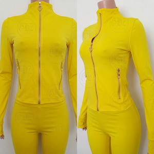 Vêtements Y2K pour femmes, ensemble 2 pièces avec logo personnalisé, sweat à capuche zippé <span class=keywords><strong>d</strong></span>'<span class=keywords><strong>été</strong></span>, veste à manches longues avec ensemble de yoga capri pour femmes - Product Image 3