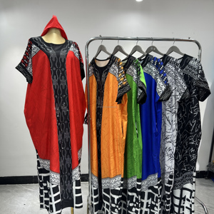 Robe longue élégante pour femme, manches courtes, imprimé décontracté, dernière collection, couleur claire, ornée de strass, style africain, pour soirée, 2026 - Product Image 1
